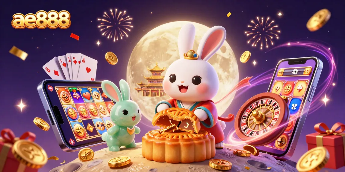 Join the fun at ae888 with vibrant casino elements and a magical moon rabbit theme!