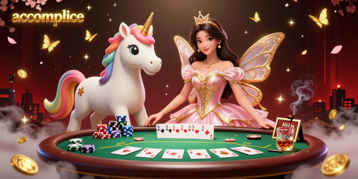 Engage with accomplice in this vibrant 3D casino scene featuring poker action, colorful chips, and enchanting characters.