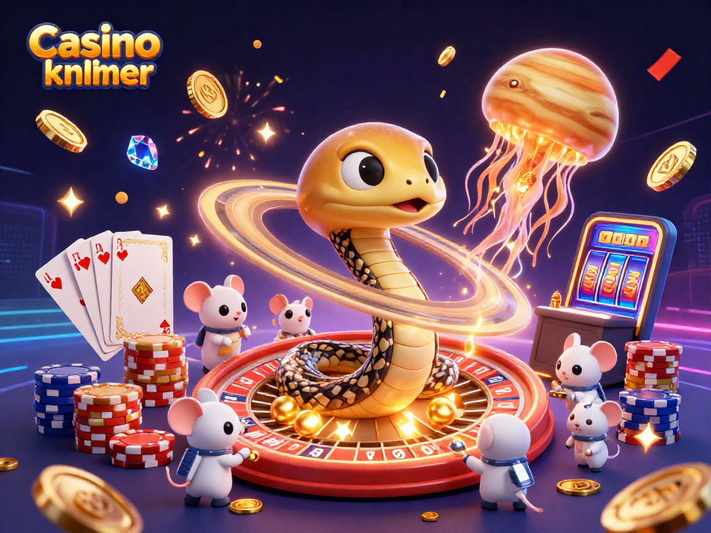 Engage with Casino online khmer in this vibrant 3D illustration featuring a cosmic roulette scene.