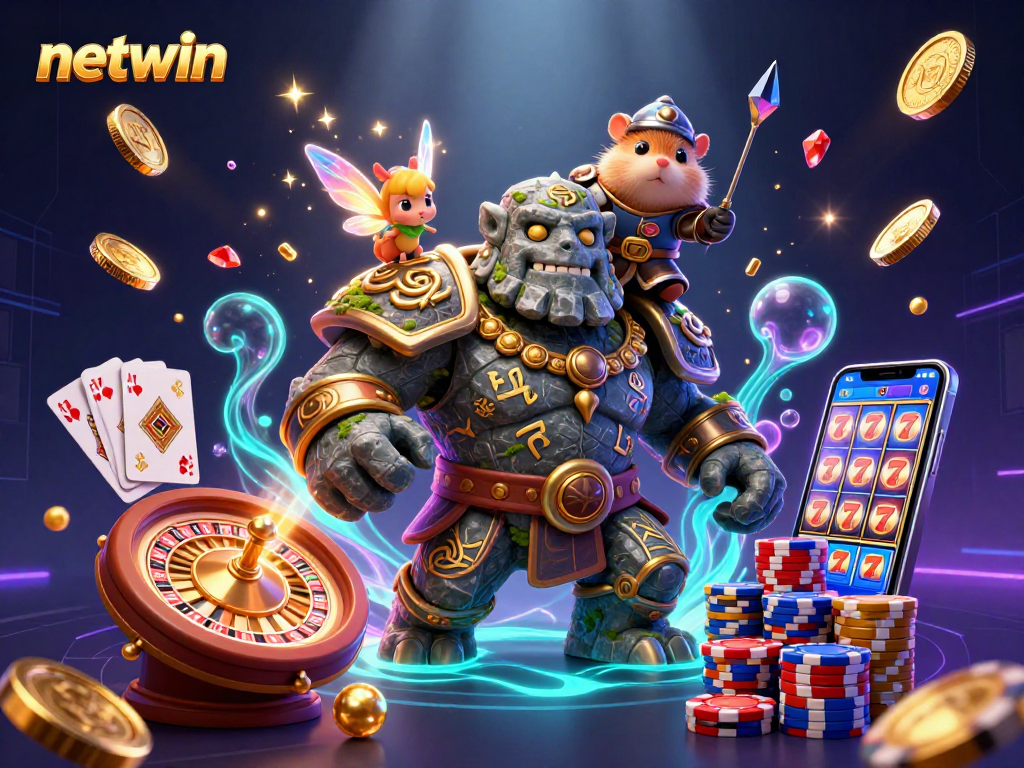 Experience thrilling gaming at netwin with lively characters and vibrant casino elements.
