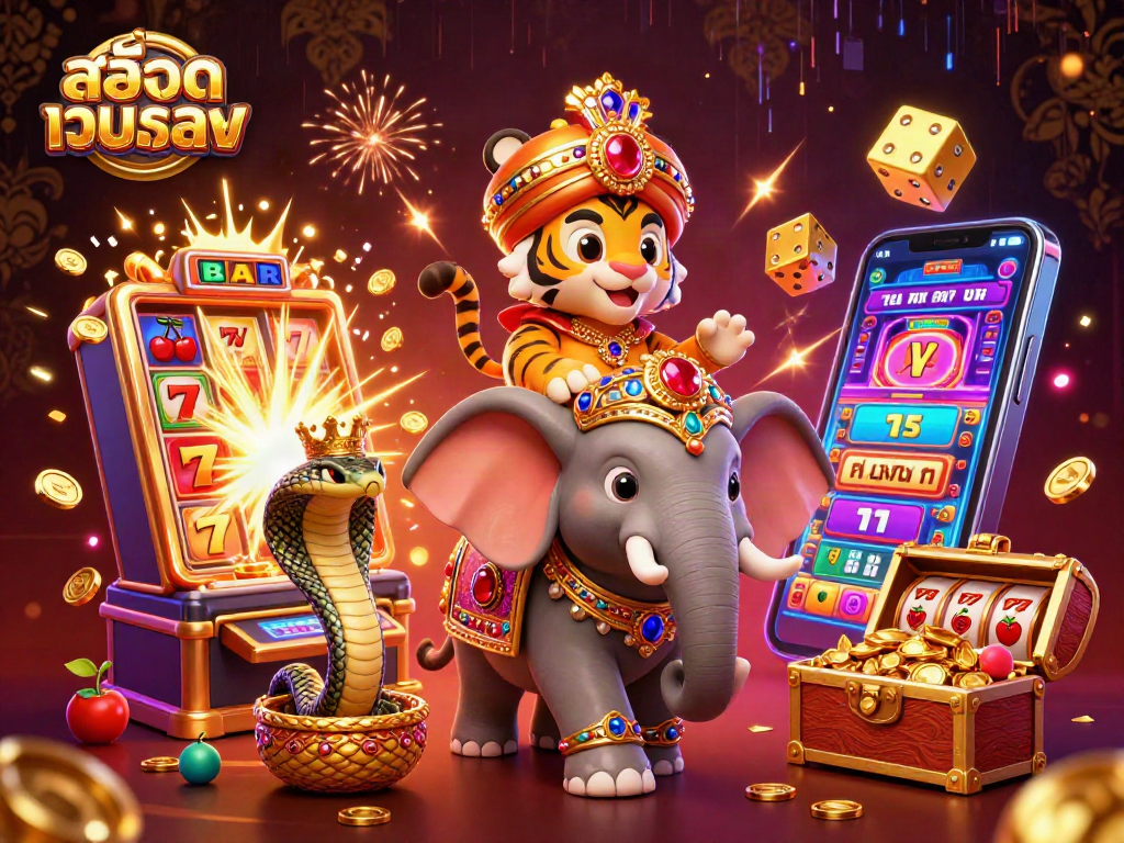 Experience thrilling jackpots at สล็อตเว็บตรง with a vibrant 3D casino illustration showcasing excitement.