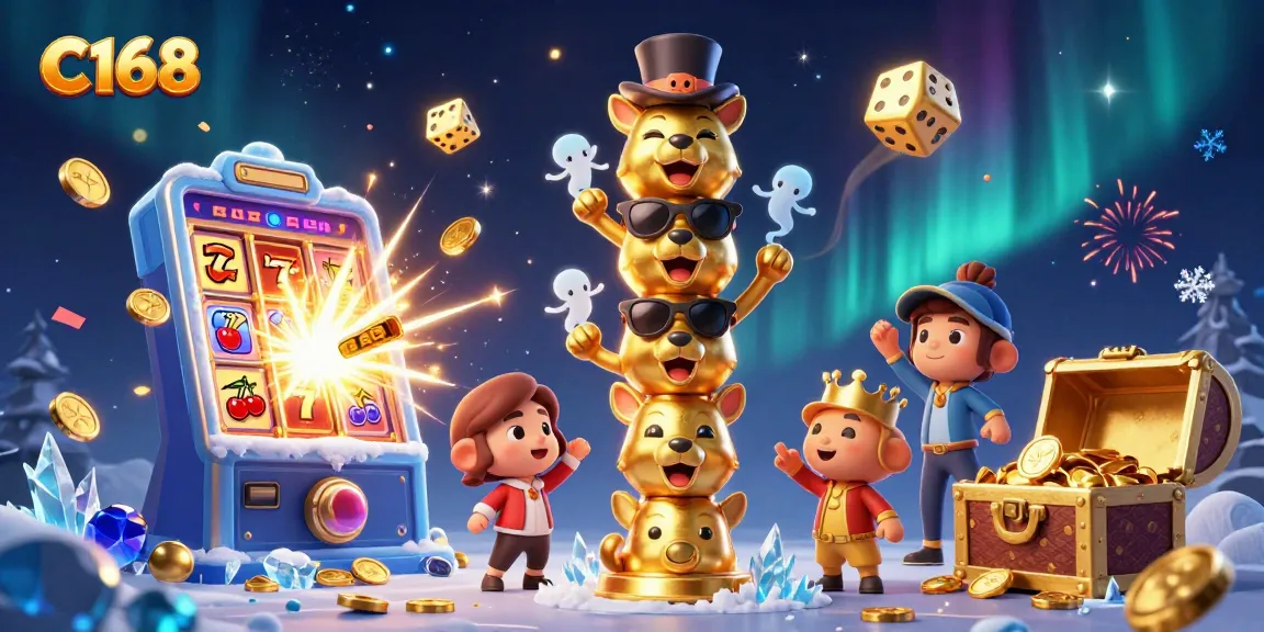 Spin for jackpots at C168 with dynamic slot machines and animated casino elements.