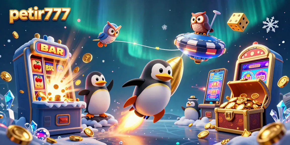 Experience the thrill of winning on petir777 with a vibrant 3D casino illustration showcasing exciting gaming elements.